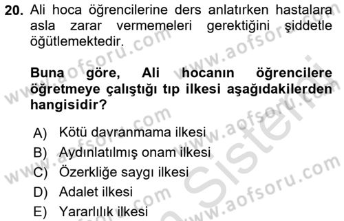 Sağlık Kurumlarında Bilgi Sistemleri Dersi 2022 - 2023 Yılı Yaz Okulu Sınav Soruları 20. Soru