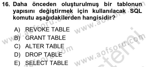 Sağlık Kurumlarında Bilgi Sistemleri Dersi 2023 - 2024 Yılı (Vize) Ara Sınav Soruları 16. Soru