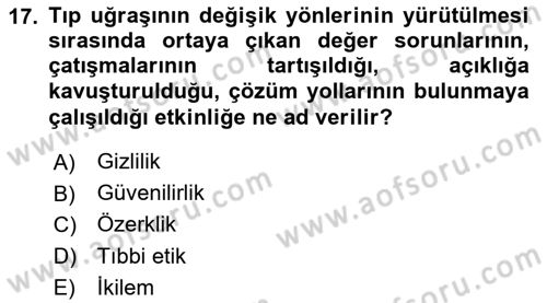 Sağlık Kurumlarında Bilgi Sistemleri Dersi 2023 - 2024 Yılı (Final) Dönem Sonu Sınav Soruları 17. Soru