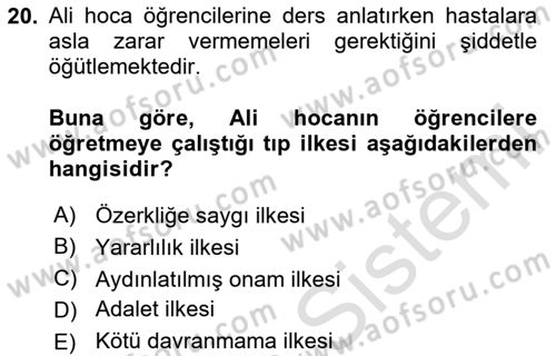 Sağlık Kurumlarında Bilgi Sistemleri Dersi 2023 - 2024 Yılı (Final) Dönem Sonu Sınav Soruları 20. Soru