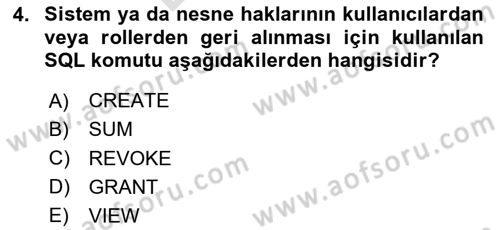 Sağlık Kurumlarında Bilgi Sistemleri Dersi 2023 - 2024 Yılı (Final) Dönem Sonu Sınav Soruları 4. Soru