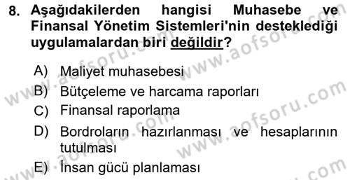 Sağlık Kurumlarında Bilgi Sistemleri Dersi 2023 - 2024 Yılı (Final) Dönem Sonu Sınav Soruları 8. Soru