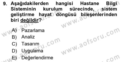 Sağlık Kurumlarında Bilgi Sistemleri Dersi 2023 - 2024 Yılı (Final) Dönem Sonu Sınav Soruları 9. Soru