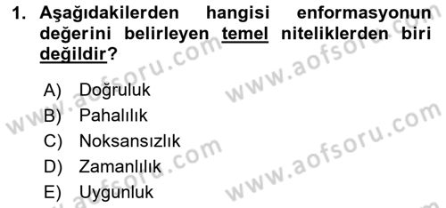 Sağlık Kurumlarında Bilgi Sistemleri Dersi 2023 - 2024 Yılı Yaz Okulu Sınav Soruları 1. Soru