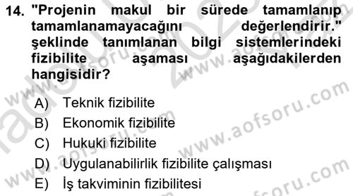 Sağlık Kurumlarında Bilgi Sistemleri Dersi 2023 - 2024 Yılı Yaz Okulu Sınav Soruları 14. Soru