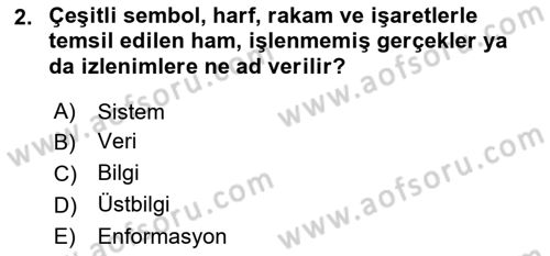 Sağlık Kurumlarında Bilgi Sistemleri Dersi 2023 - 2024 Yılı Yaz Okulu Sınav Soruları 2. Soru