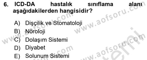 Sağlık Kurumlarında Bilgi Sistemleri Dersi 2023 - 2024 Yılı Yaz Okulu Sınav Soruları 6. Soru