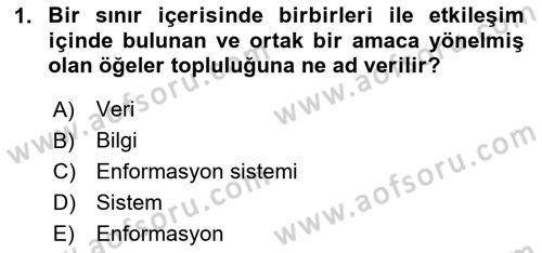 Sağlık Kurumlarında Bilgi Sistemleri Dersi 2024 - 2025 Yılı (Final) Dönem Sonu Sınav Soruları 1. Soru