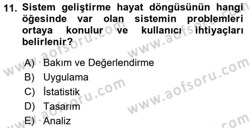 Sağlık Kurumlarında Bilgi Sistemleri Dersi 2024 - 2025 Yılı (Final) Dönem Sonu Sınav Soruları 11. Soru