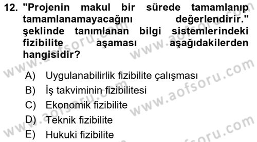 Sağlık Kurumlarında Bilgi Sistemleri Dersi 2024 - 2025 Yılı (Final) Dönem Sonu Sınav Soruları 12. Soru