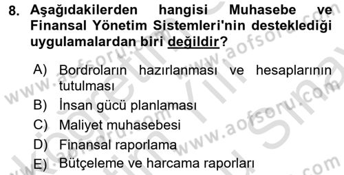 Sağlık Kurumlarında Bilgi Sistemleri Dersi 2024 - 2025 Yılı (Final) Dönem Sonu Sınav Soruları 8. Soru