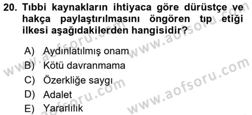 Sağlık Kurumlarında Bilgi Sistemleri Dersi 2024 - 2025 Yılı Yaz Okulu Sınav Soruları 20. Soru