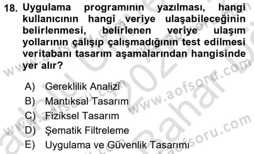 Sağlık Kurumlarında Bilgi Sistemleri Dersi 2025 - 2026 Yılı (Vize) Ara Sınav Soruları 18. Soru