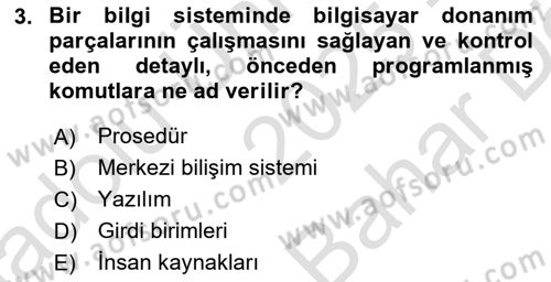 Sağlık Kurumlarında Bilgi Sistemleri Dersi 2025 - 2026 Yılı (Vize) Ara Sınav Soruları 3. Soru