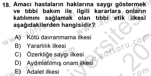 Sağlık Kurumlarında Bilgi Sistemleri Dersi 2025 - 2026 Yılı (Final) Dönem Sonu Sınav Soruları 18. Soru