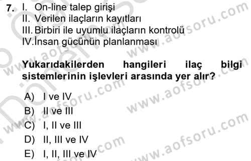 Sağlık Kurumlarında Bilgi Sistemleri Dersi 2025 - 2026 Yılı (Final) Dönem Sonu Sınav Soruları 7. Soru