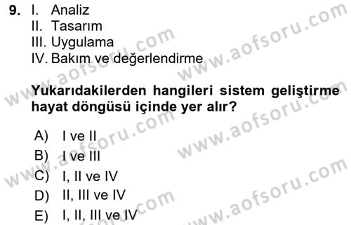 Sağlık Kurumlarında Bilgi Sistemleri Dersi 2025 - 2026 Yılı (Final) Dönem Sonu Sınav Soruları 9. Soru