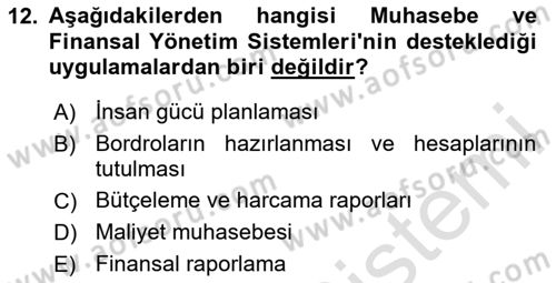 Sağlık Kurumlarında Bilgi Sistemleri Dersi 2025 - 2026 Yılı Yaz Okulu Sınav Soruları 12. Soru