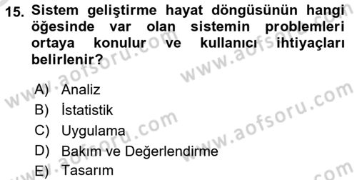 Sağlık Kurumlarında Bilgi Sistemleri Dersi 2025 - 2026 Yılı Yaz Okulu Sınav Soruları 15. Soru