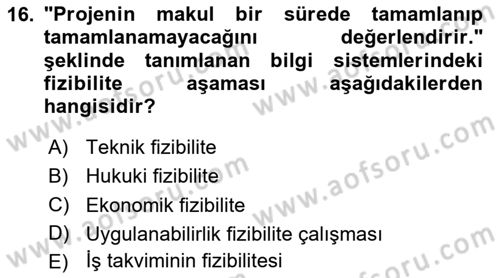 Sağlık Kurumlarında Bilgi Sistemleri Dersi 2025 - 2026 Yılı Yaz Okulu Sınav Soruları 16. Soru