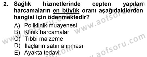 Sağlık Sigortacılığı Dersi 2012 - 2013 Yılı (Final) Dönem Sonu Sınav Soruları 2. Soru