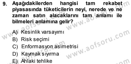 Sağlık Sigortacılığı Dersi 2013 - 2014 Yılı (Vize) Ara Sınav Soruları 9. Soru