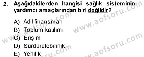 Sağlık Sigortacılığı Dersi 2013 - 2014 Yılı (Final) Dönem Sonu Sınav Soruları 2. Soru