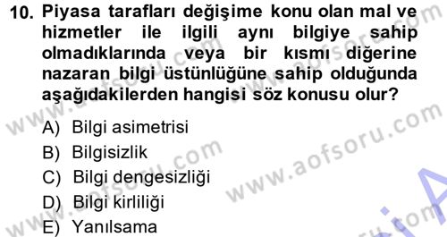Sağlık Sigortacılığı Dersi 2014 - 2015 Yılı (Vize) Ara Sınav Soruları 10. Soru