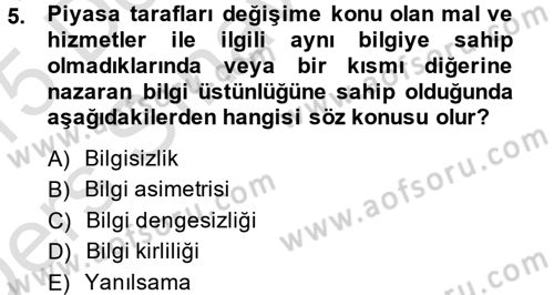 Sağlık Sigortacılığı Dersi 2014 - 2015 Yılı Tek Ders Sınav Soruları 5. Soru