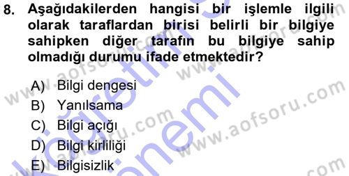 Sağlık Sigortacılığı Dersi 2015 - 2016 Yılı (Vize) Ara Sınav Soruları 8. Soru