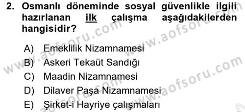 Sağlık Sigortacılığı Dersi 2015 - 2016 Yılı Tek Ders Sınav Soruları 2. Soru