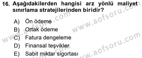 Sağlık Sigortacılığı Dersi Ara Sınavı Deneme Sınav Soruları 16. Soru