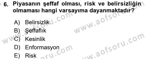 Sağlık Sigortacılığı Dersi Ara Sınavı Deneme Sınav Soruları 6. Soru