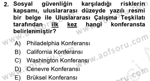 Sağlık Sigortacılığı Dersi 2017 - 2018 Yılı 3 Ders Sınav Soruları 2. Soru