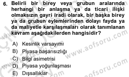 Sağlık Sigortacılığı Dersi 2017 - 2018 Yılı (Vize) Ara Sınav Soruları 6. Soru