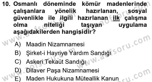 Sağlık Sigortacılığı Dersi 2017 - 2018 Yılı (Final) Dönem Sonu Sınav Soruları 10. Soru