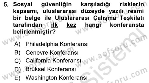 Sağlık Sigortacılığı Dersi 2018 - 2019 Yılı 3 Ders Sınav Soruları 5. Soru
