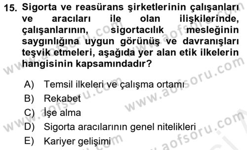 Sağlık Sigortacılığı Dersi 2018 - 2019 Yılı (Final) Dönem Sonu Sınav Soruları 15. Soru