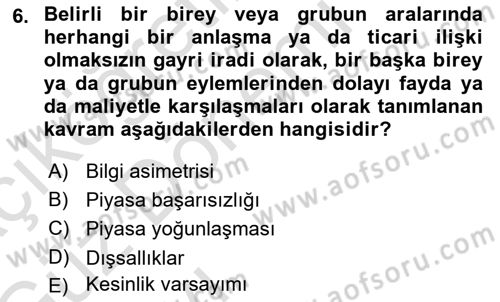 Sağlık Sigortacılığı Dersi 2019 - 2020 Yılı (Vize) Ara Sınav Soruları 6. Soru