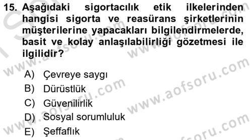 Sağlık Sigortacılığı Dersi 2019 - 2020 Yılı (Final) Dönem Sonu Sınav Soruları 15. Soru