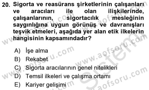 Sağlık Sigortacılığı Dersi 2019 - 2020 Yılı (Final) Dönem Sonu Sınav Soruları 20. Soru