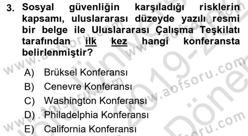 Sağlık Sigortacılığı Dersi 2019 - 2020 Yılı (Final) Dönem Sonu Sınav Soruları 3. Soru