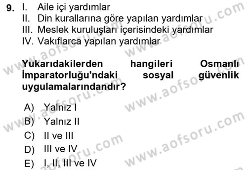 Sağlık Sigortacılığı Dersi 2019 - 2020 Yılı (Final) Dönem Sonu Sınav Soruları 9. Soru