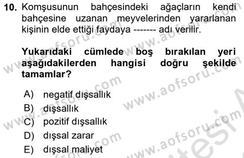 Sağlık Sigortacılığı Dersi 2021 - 2022 Yılı (Vize) Ara Sınav Soruları 10. Soru