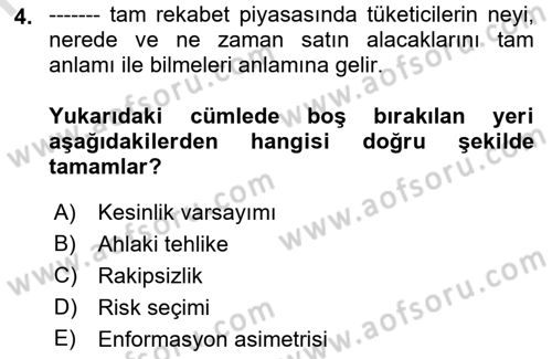Sağlık Sigortacılığı Dersi 2021 - 2022 Yılı (Vize) Ara Sınav Soruları 4. Soru