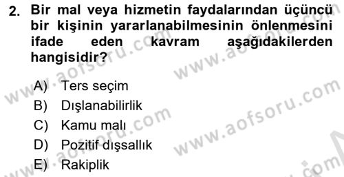 Sağlık Sigortacılığı Dersi 2021 - 2022 Yılı (Final) Dönem Sonu Sınav Soruları 2. Soru