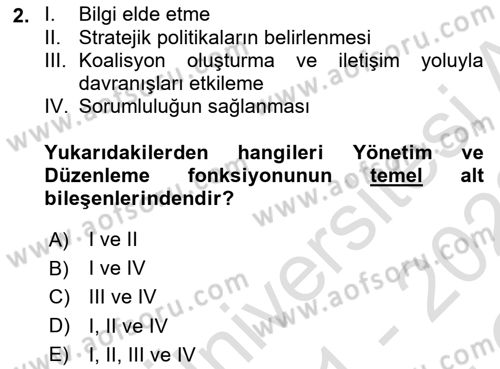Sağlık Sigortacılığı Dersi 2021 - 2022 Yılı Yaz Okulu Sınav Soruları 2. Soru