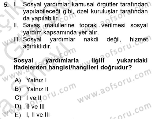 Sağlık Sigortacılığı Dersi 2022 - 2023 Yılı (Vize) Ara Sınav Soruları 5. Soru