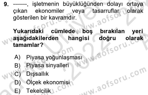 Sağlık Sigortacılığı Dersi 2022 - 2023 Yılı (Vize) Ara Sınav Soruları 9. Soru
