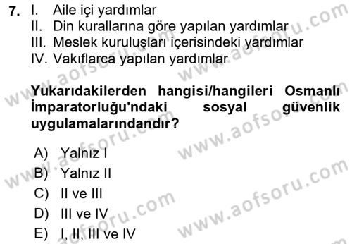 Sağlık Sigortacılığı Dersi 2022 - 2023 Yılı (Final) Dönem Sonu Sınav Soruları 7. Soru